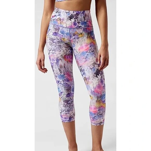 Athleta Pants - Athleta Elation Capri in Renewed Bloom Chrome Blue, Size Small